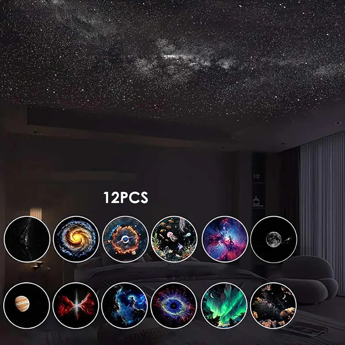 Galaxy projector starry sky ceiling projection with multiple circular theme patterns
