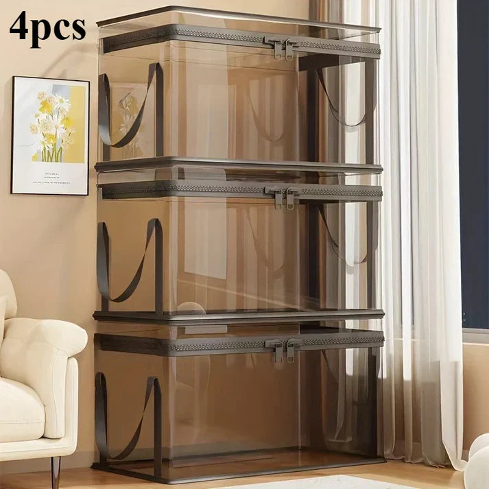 2-Pack Foldable Transparent Storage Boxes