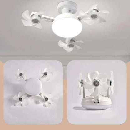 E27 LED ceiling fan light with white multi-blade design and round frosted light cover
