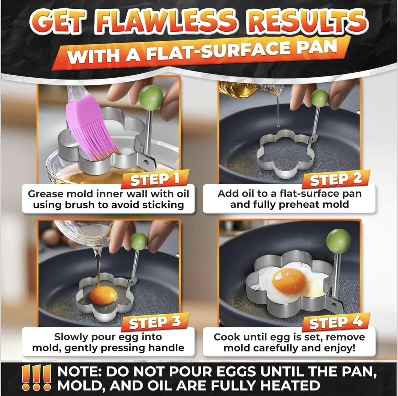 5PCS Fried Egg Ring Mold Set