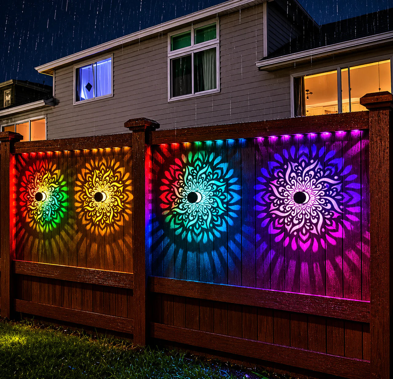 Seven-Color Changing Solar Mandala Projection Wall Light