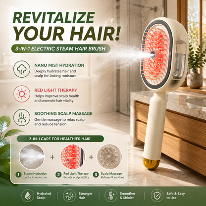 Rechargeable Hair Straightener Brush with Detangling Comb