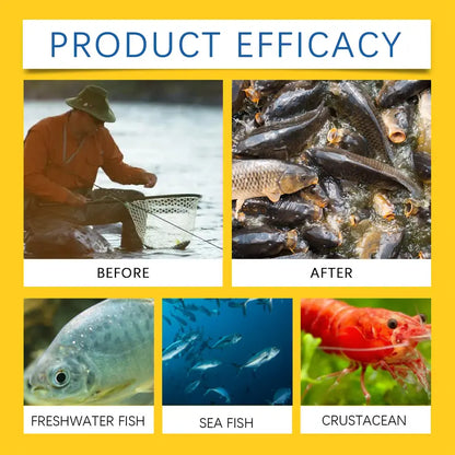 Fish and crustaceans in before-and-after efficacy panel for fish attractant liquid