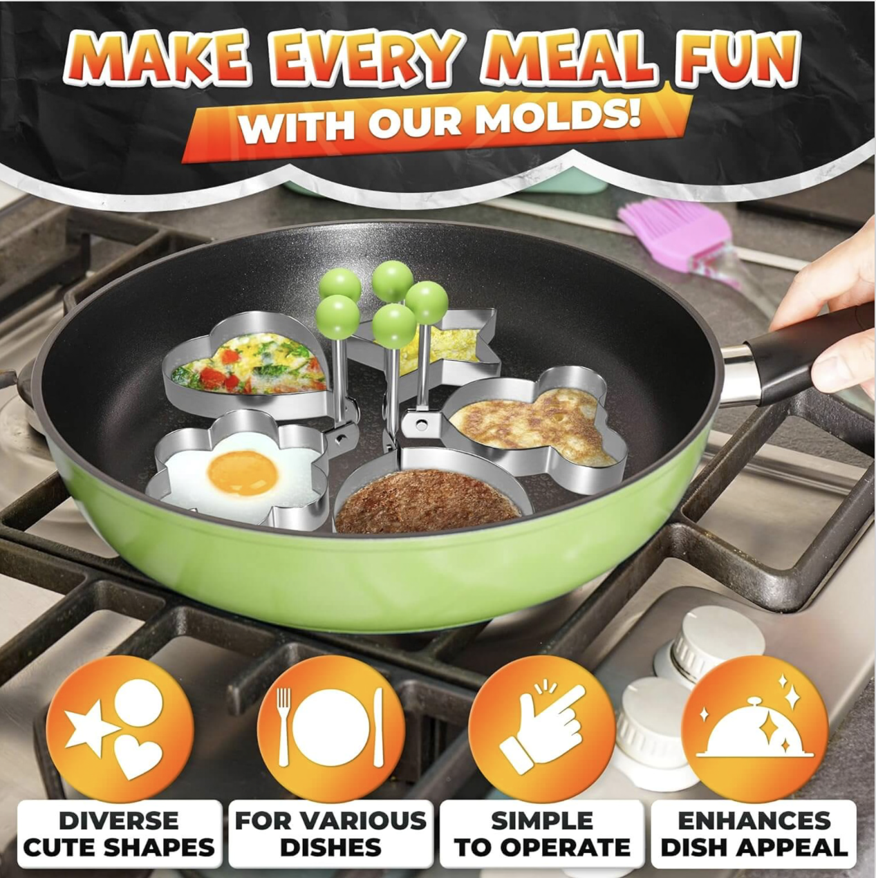 5PCS Fried Egg Ring Mold Set