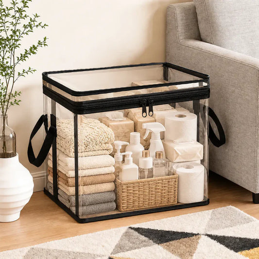 2-Pack Foldable Transparent Storage Boxes