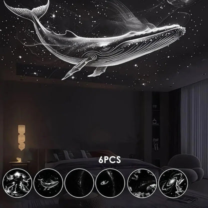 Galaxy projector ceiling projection with whale graphic and starry light effects
