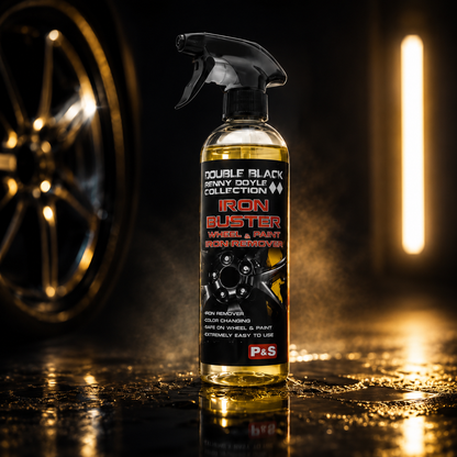 Wheel and paint iron remover spray bottle with trigger sprayer and dark label