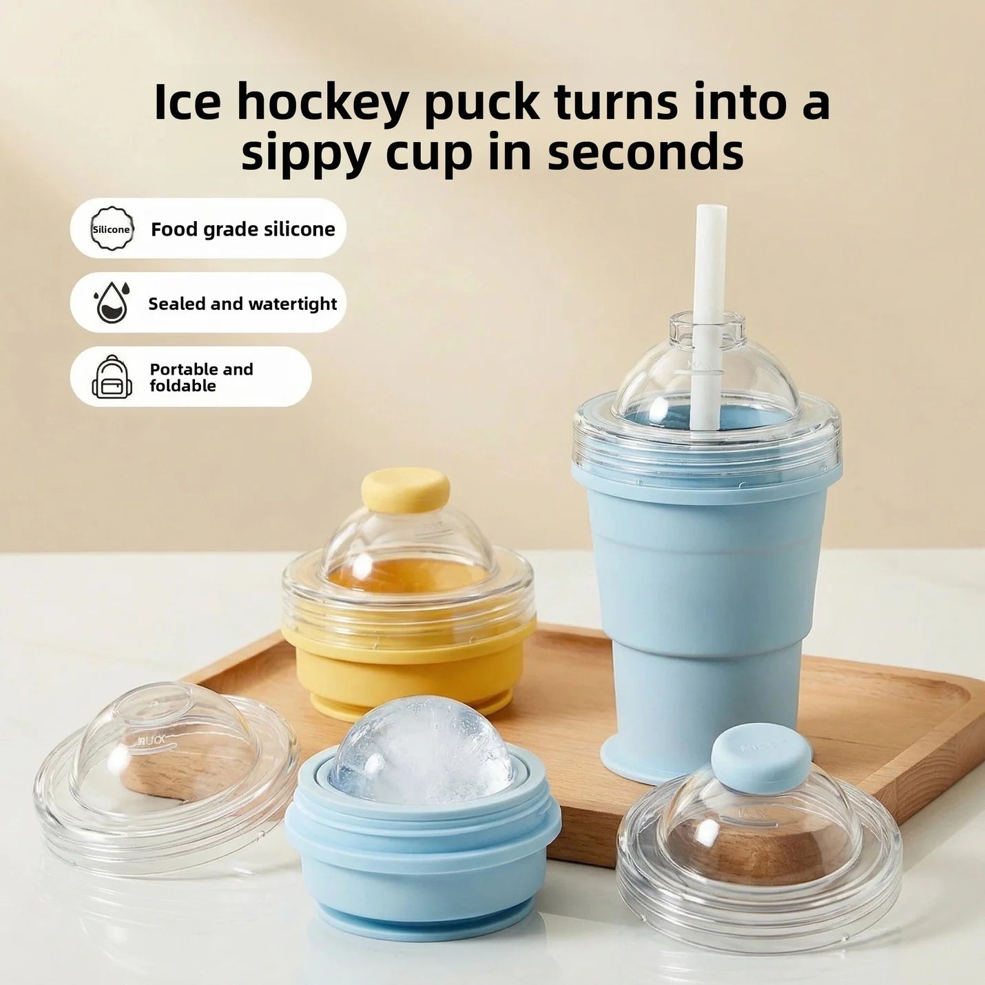 Clear ice ball mold with large ice sphere insert for drinks