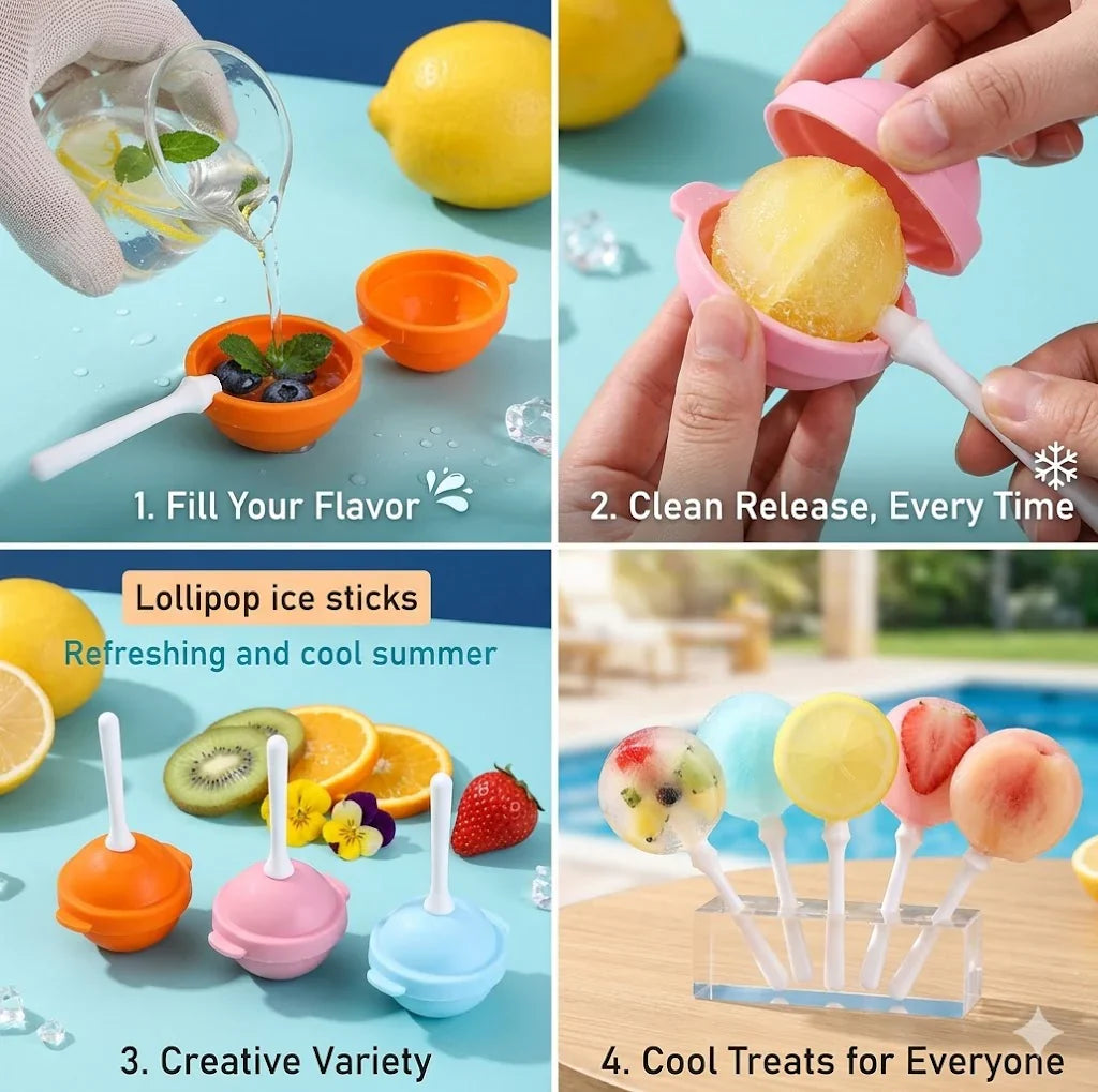 Lollipop Ice Cream Maker, homemade popsicle molds (5 pcs )